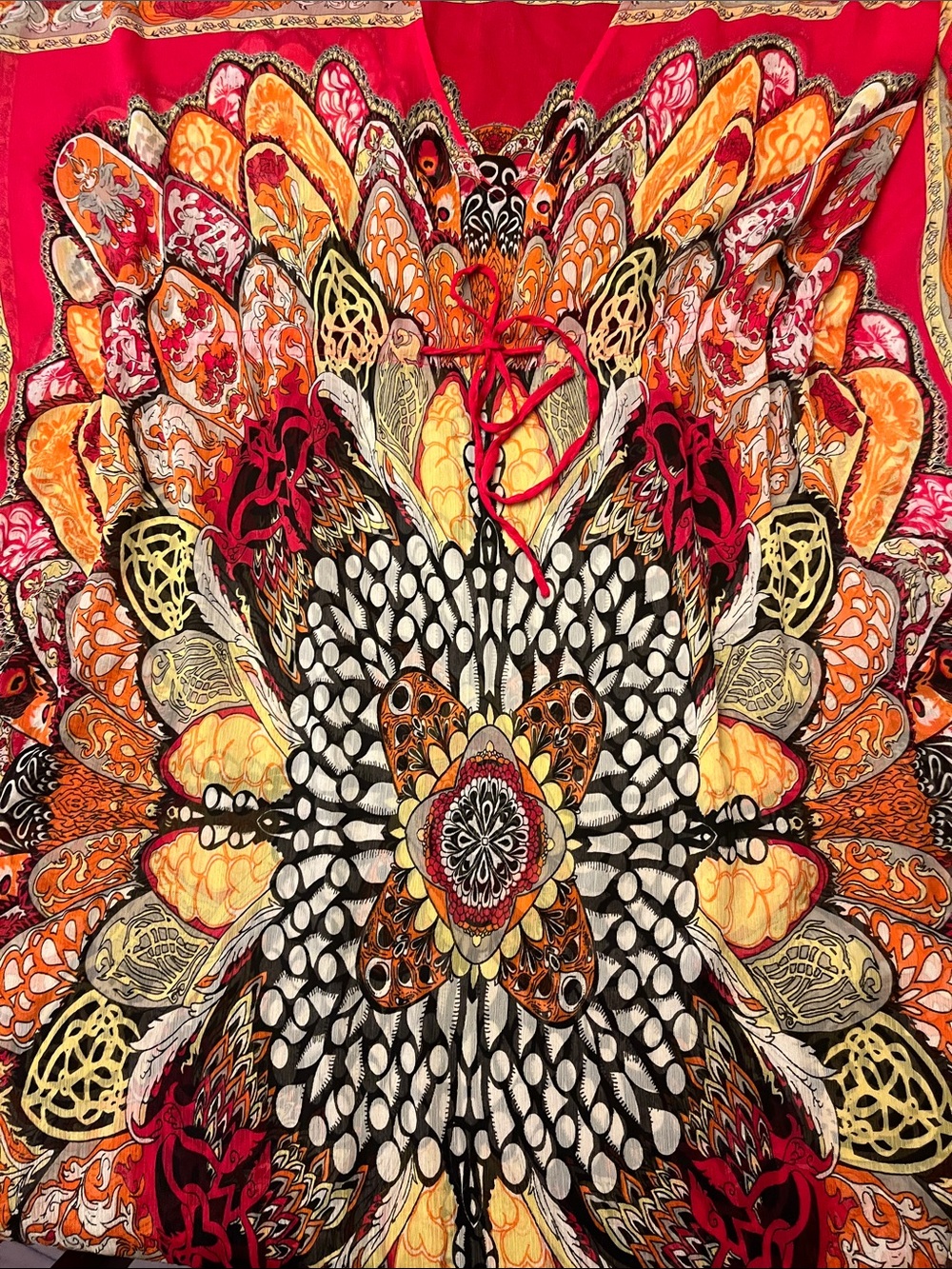 Boho Vibrant Butterfly Floral Caftan Maxi Dress / Beach Cover-Up - Picture 5 of 5